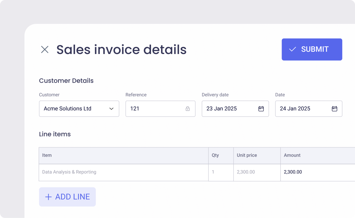 Fill in the invoice details