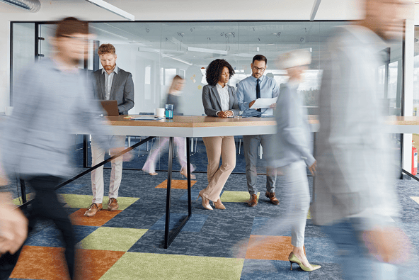 finance teams in busy office 